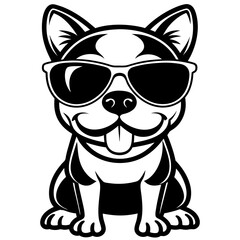 cute dog wearing sunglasses vector,dog silhouette