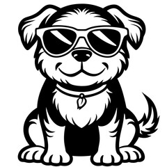 cute dog wearing sunglasses vector,dog silhouette