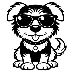 cute dog wearing sunglasses vector,dog silhouette