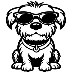 cute dog wearing sunglasses vector,dog silhouette