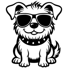 cute dog wearing sunglasses vector,dog silhouette