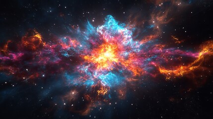 The vibrant and chaotic remnants of a supernova explosion, featuring glowing gases and rapidly expanding shockwaves