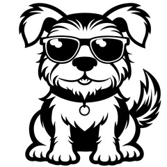 cute dog wearing sunglasses vector,dog silhouette