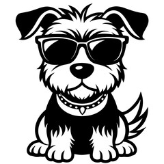 cute dog wearing sunglasses vector,dog silhouette