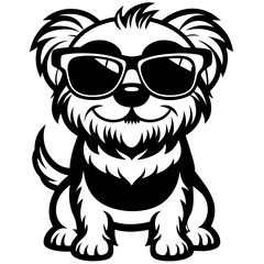 cute dog wearing sunglasses vector,dog silhouette