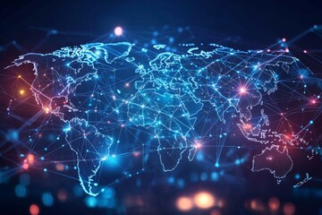 Obraz premium Global Digital Business Network Connection Illustration created with Generative AI