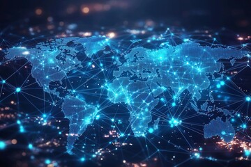 Fototapeta premium Global Digital Business Network Connection Illustration created with Generative AI