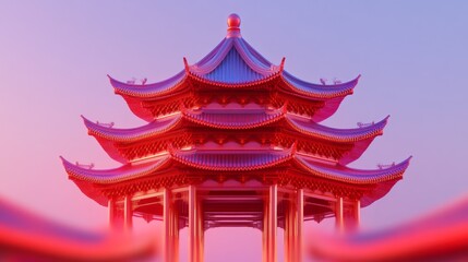 Posters of minimalist Tang Dynasty architectural forms, Olympic atmosphere " ai generator "