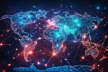 Global Digital Business Network Connection Illustration created with Generative AI