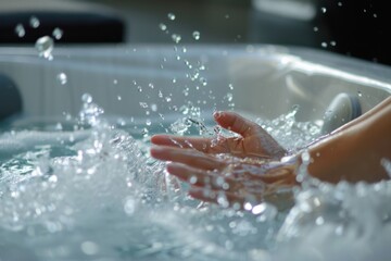 Fototapeta premium Hand Splashing in Hot Tub