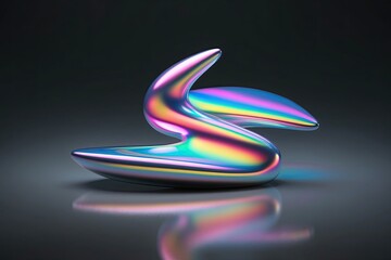 Iridescent Abstract Shape with Light Refraction on Dark Background