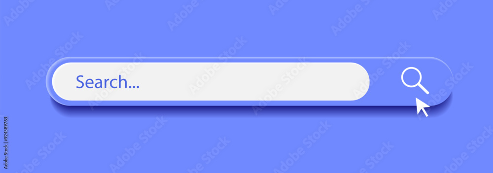 Wall mural 3d search bar internet browser engine on blue background for ui design, website interface element wi