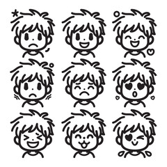 Male Face Expressions Set