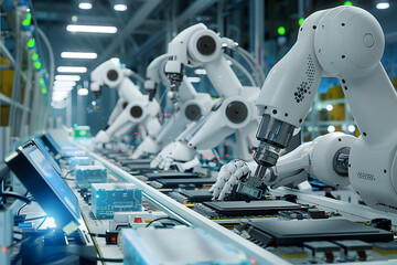?最新の工場自動化でロボットアームによる精密電子部品の製造