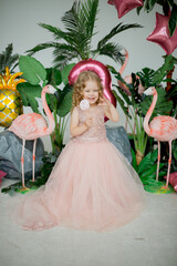 Fototapeta premium birthday pink decor for little girl