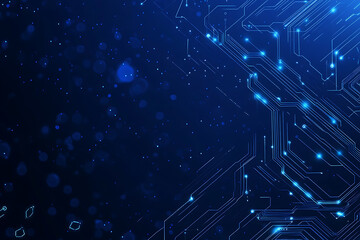 Obraz premium Futuristic vector illustration of a blue circuit board featuring intricate digital patterns and glowing lines, ideal for tech backgrounds.