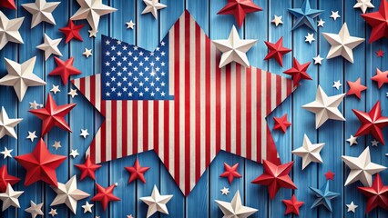 Happy Labor Day background with red and white stars, blue stripes, and a patriotic theme, perfect for summer holiday designs and celebrations.