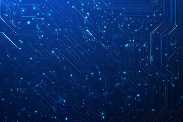 Futuristic vector illustration of a blue circuit board with intricate digital tech elements, perfect for advanced technology backgrounds.
