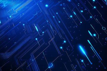 Futuristic vector illustration of a blue circuit board with intricate digital tech elements, perfect for advanced technology backgrounds.
