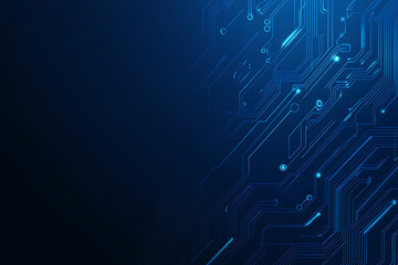 Futuristic vector illustration of a blue circuit board featuring intricate digital patterns and glowing lines, ideal for tech backgrounds.

