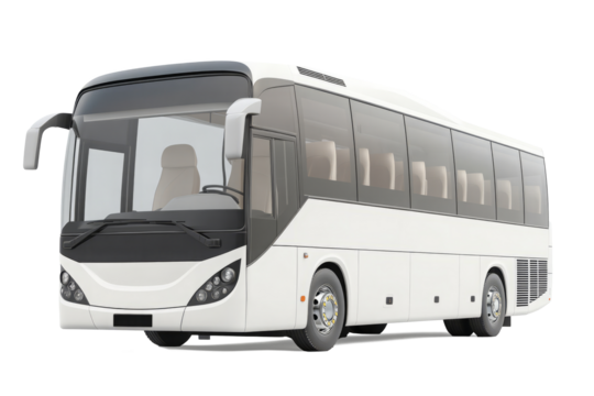 Big touristic coach bus for comfortable trip isolated on transparent background