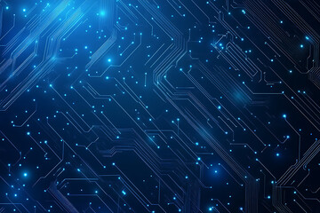 Futuristic vector illustration of a blue circuit board with intricate digital patterns, ideal for modern tech backgrounds and interfaces.
