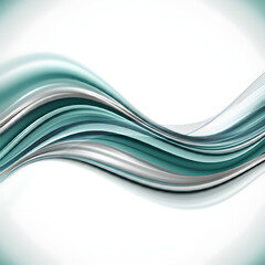 Obraz premium Abstract Wavy Lines with Metallic and Teal Gradient 메탈릭과 청록색 그라디언트의 추상적인 물결 라인