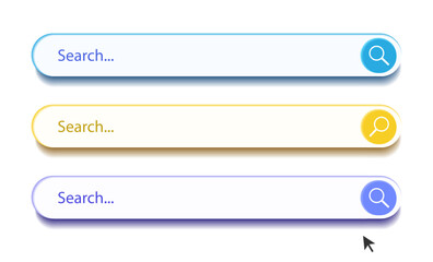 Obraz premium 3d search bar Internet browser engine set isolated on white background for UI design, website interface element with web icons and push button vector