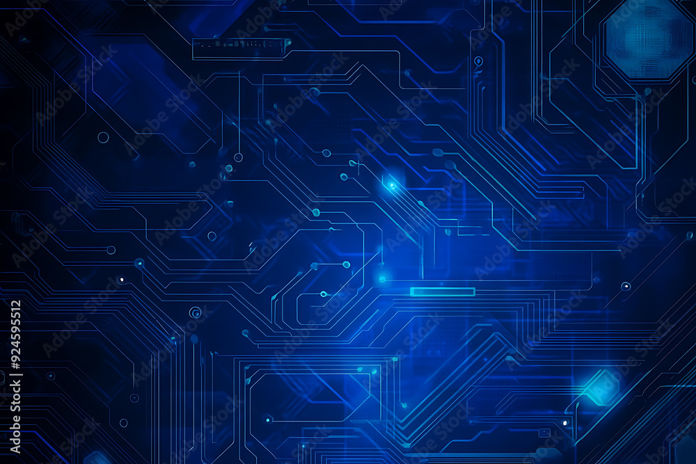 Fototapete futuristic abstract background. Server, internet, speed. Futuristic tunnel HUD. Motion graphics for an abstract data center . wireframe,darck blue background
