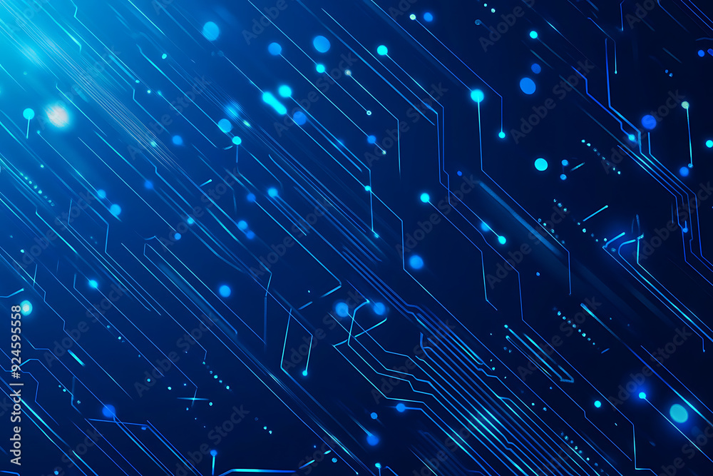 Fototapete futuristic abstract background. Server, internet, speed. Futuristic tunnel HUD. Motion graphics for an abstract data center . wireframe,darck blue background
