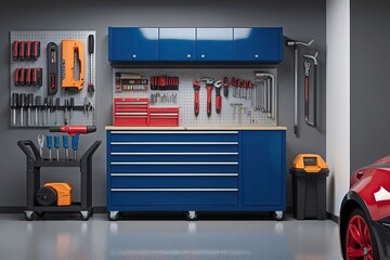 Fototapeta premium 3D Toolbox Design Visualization for Garage Organization and Storage Solutions