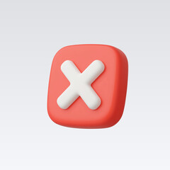 Obraz premium 3d Realistic Red cross checkmark sign vector illustration