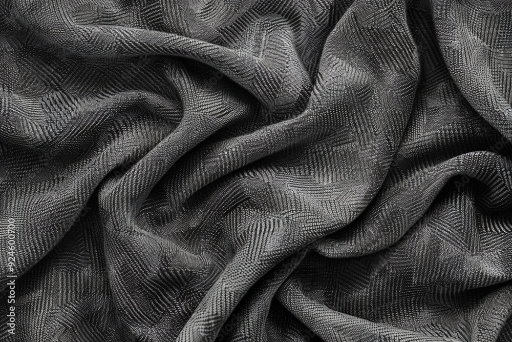 Poster a close-up shot of a black and white fabric with intricate patterns