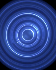 3D Concentric Rings of Light Pulsing Outward in a Ripple Effect, Set Against a Dark, Minimalist Background