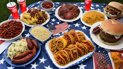 Labor day foods, Labor day food concept background, Independence day food, Fourth of July, ai...