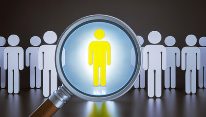 X Ray Human Icon Inside Magnifying Glass Health Care Business HR Customer Care White Blue Yellow Digital Colour Scheme 300 PPI High Resolution Copy Space Image