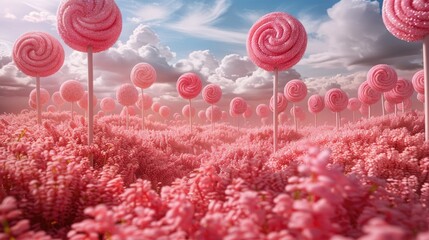 3d landscape candyland. Fantasy world Colorful candyland backgrounds. Candy storms from the sky.