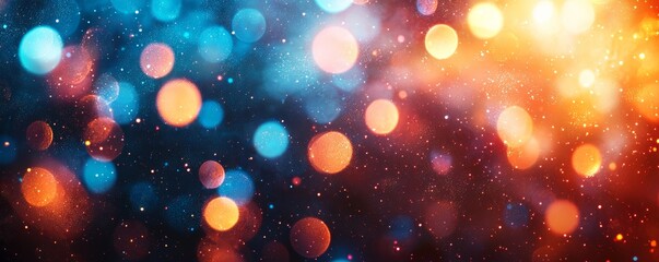 Vibrant bokeh background featuring blurred blue and orange lights, perfect for artistic and festive themes in design.