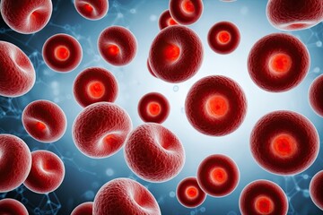 Isolated Red Blood Cells on Scientific Background Analysis