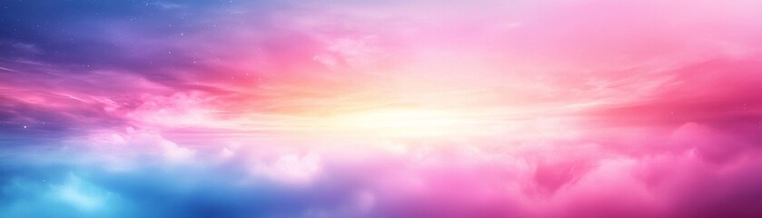Obraz premium Vibrant clouds with hues of pink and blue create a serene sky at dusk, ideal for backgrounds or calming visuals.
