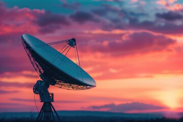 A satellite dish sits on top of a green field, providing internet connectivity