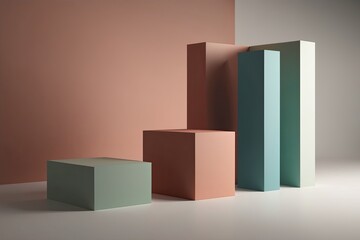 Obraz premium Retro Minimalist 3D Design Concept with Nostalgic Colors and Smooth Gradient Effects