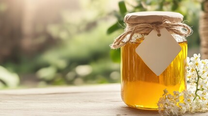 Jar of Linden Honey with Lid and Label on a White Background, Showcasing Its Natural and Pure Quality