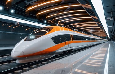 Modern High-Speed Train Arriving at the Station