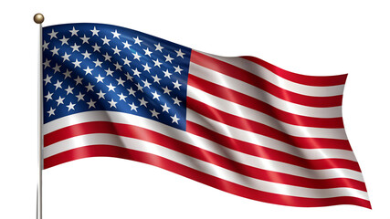 Waving American flag symbolizing freedom and patriotism isolated on transparent background png 