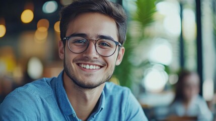 Obraz premium Happy Man in Restaurant