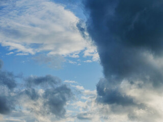 Blue cloudy sky. Nature background for design purpose and replacement. Heaven concept.