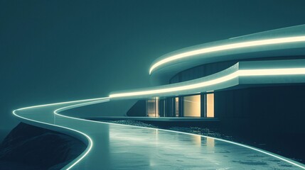 Futuristic Architecture with Neon Lights