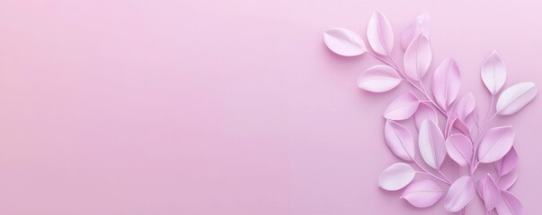 Fototapeta premium Serene Monotone Foliage: Minimalistic Pastel Plant on Lavender Background with Copyspace, Generative Ai