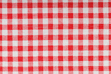 Red and white checkered, pattern, design, cotton fabric for sewing, texture background